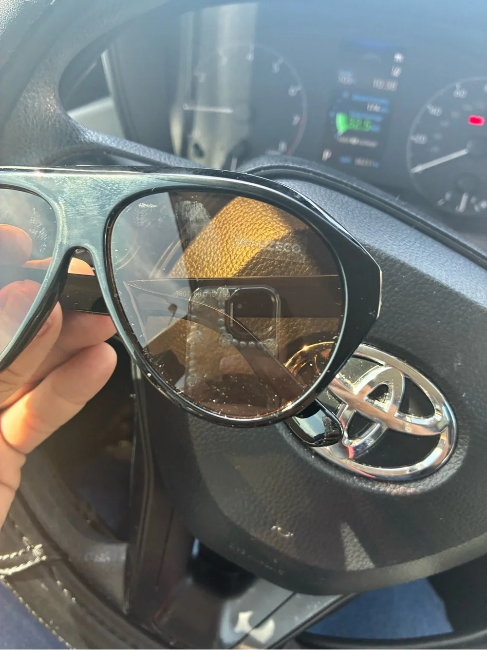 VELEZECO Black Aviator Sunglasses for Men - Dark Brown Lenses
